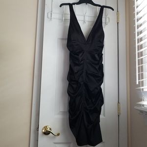 Xscape by Joanna Chen Black Rouched Coktail Dress